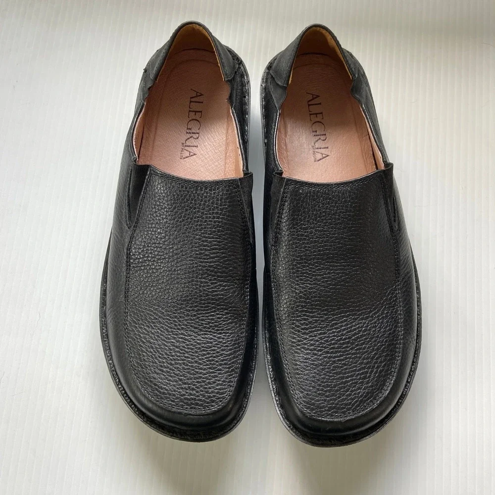 Alegria‎ Schuster Black Leather Mens Casual Slip On Loafers Shoes EU 43 US 9.5